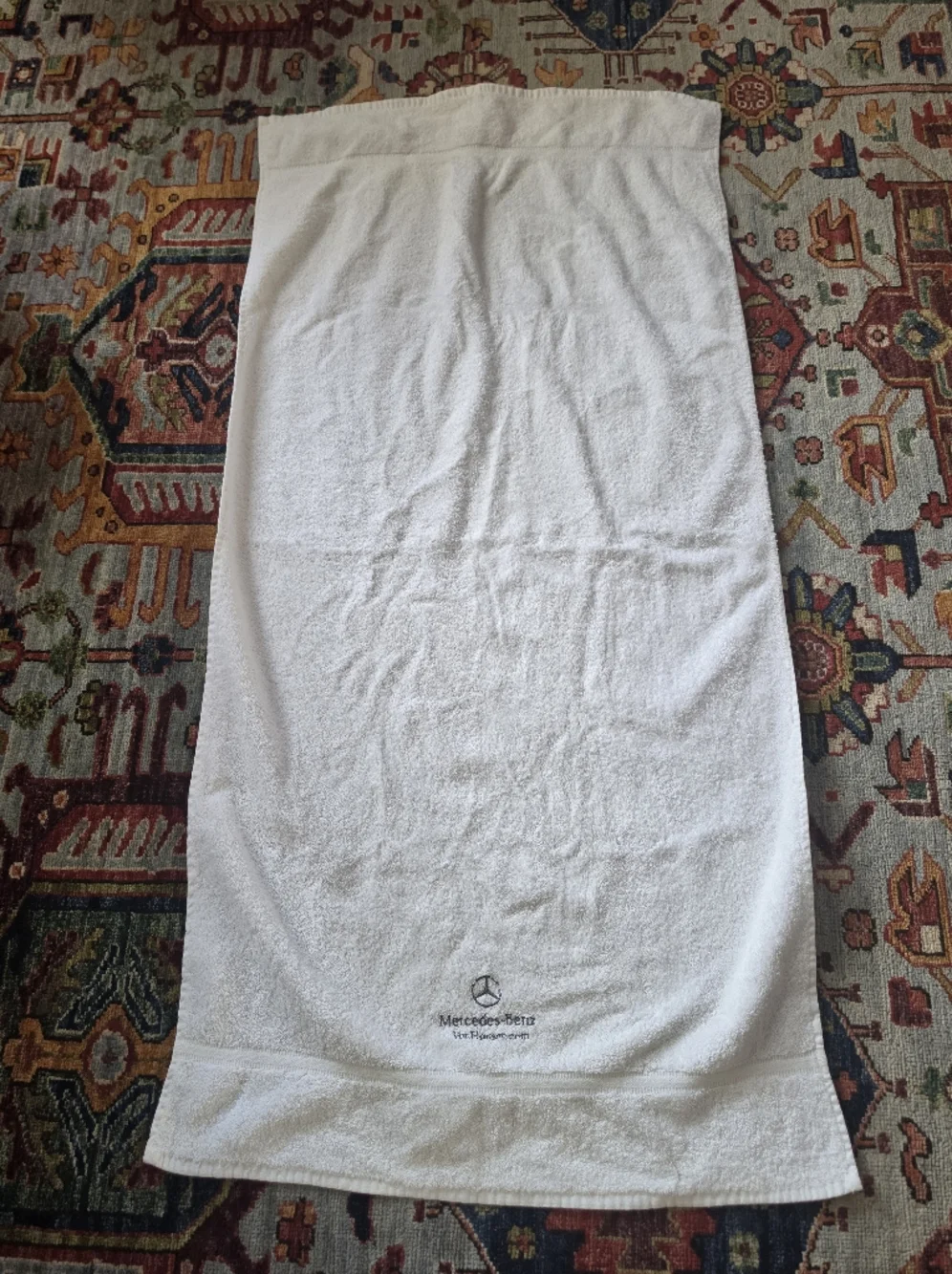 Mercedes-Benz Embroidered White 100% Cotton Logo Bath Towel 25 W x 50.5